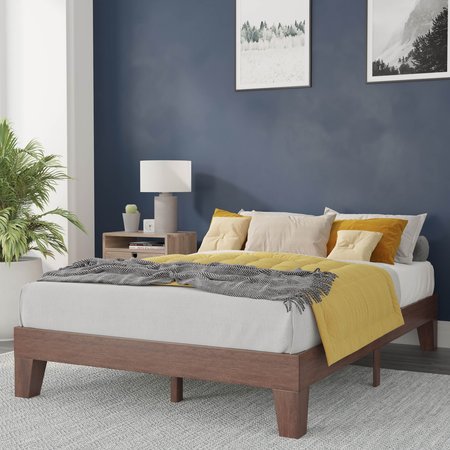Flash Furniture Walnut Full Size Solid Wood Platform Bed YKC-1090-F-WAL-GG
